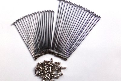 Szprychy i nyple, komplet 36 szt, 16 cali, przód, półbęben, chrom, Jawa 250/350 Kyvacka