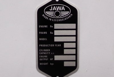 Tabliczka znamionowa, w języku angielski, Jawa Panelka
