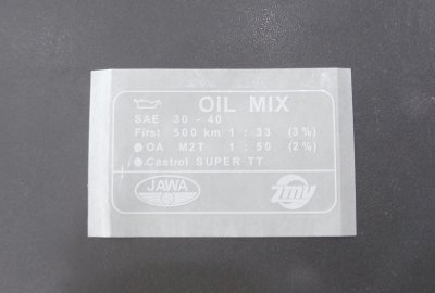 Naklejka OIL MIX, 62x34mm, Jawa Babetta
