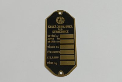 Tabliczka znamionowa, mosiądz, CZ