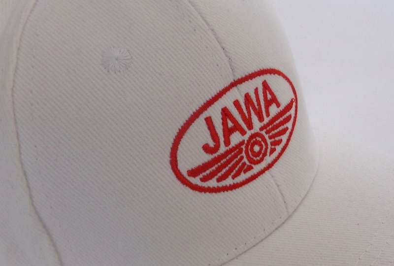 Czapka z daszkiem, logo JAWA, biała-photo3