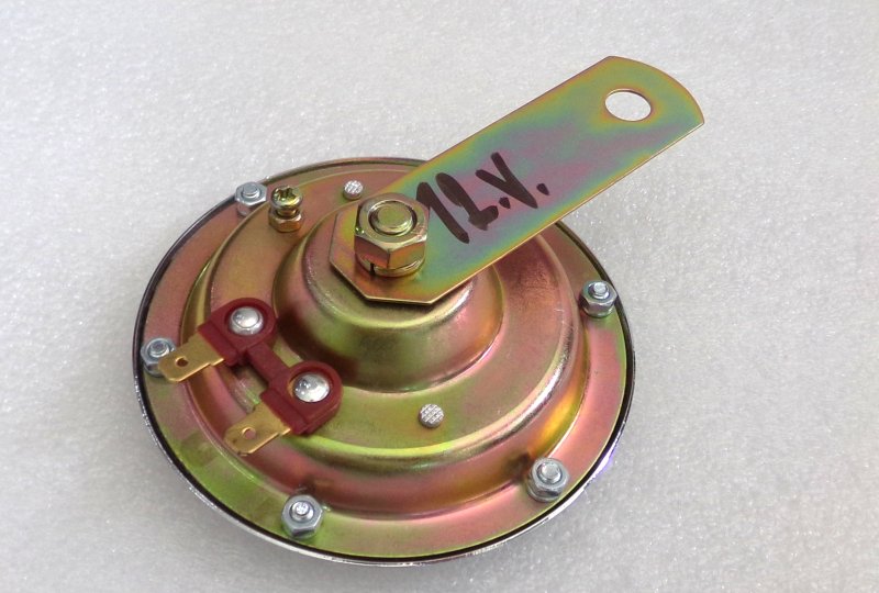 Klakson 12V czerwony, 100 mm, chrom, oryginał, Jawa 638-640-photo3