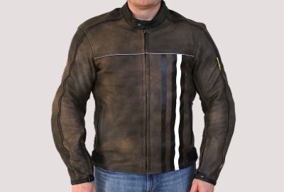 Kurtka motocyklowa, męska, skórzana, brązowa, rozmiar 2XL