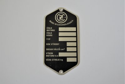 Tabliczka znamionowa, CZ 1958---