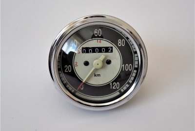 Licznik okrągły, czarny, 120 km/h, Jawa, CZ 125/175